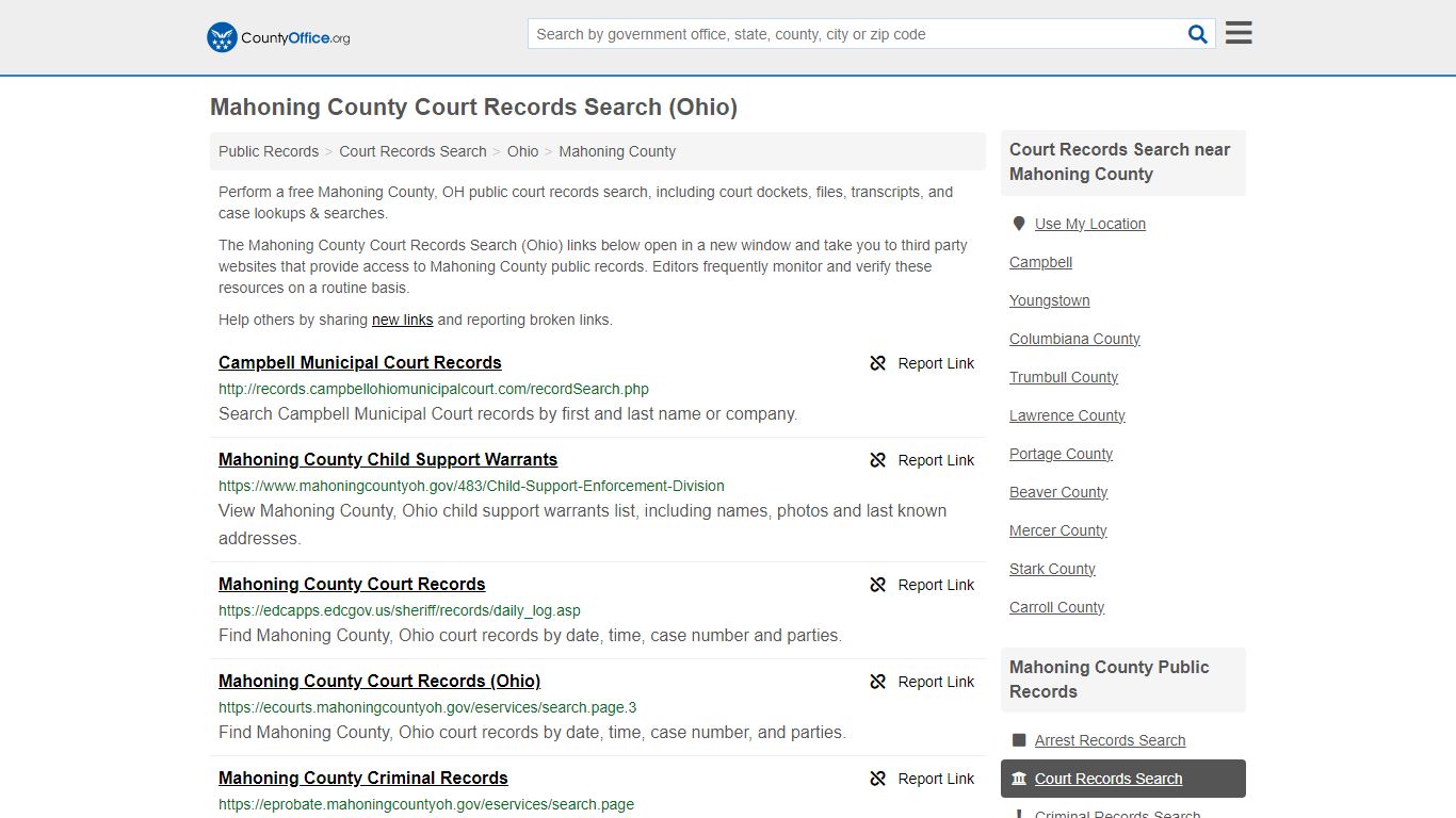 Mahoning County Court Records Search (Ohio) - County Office