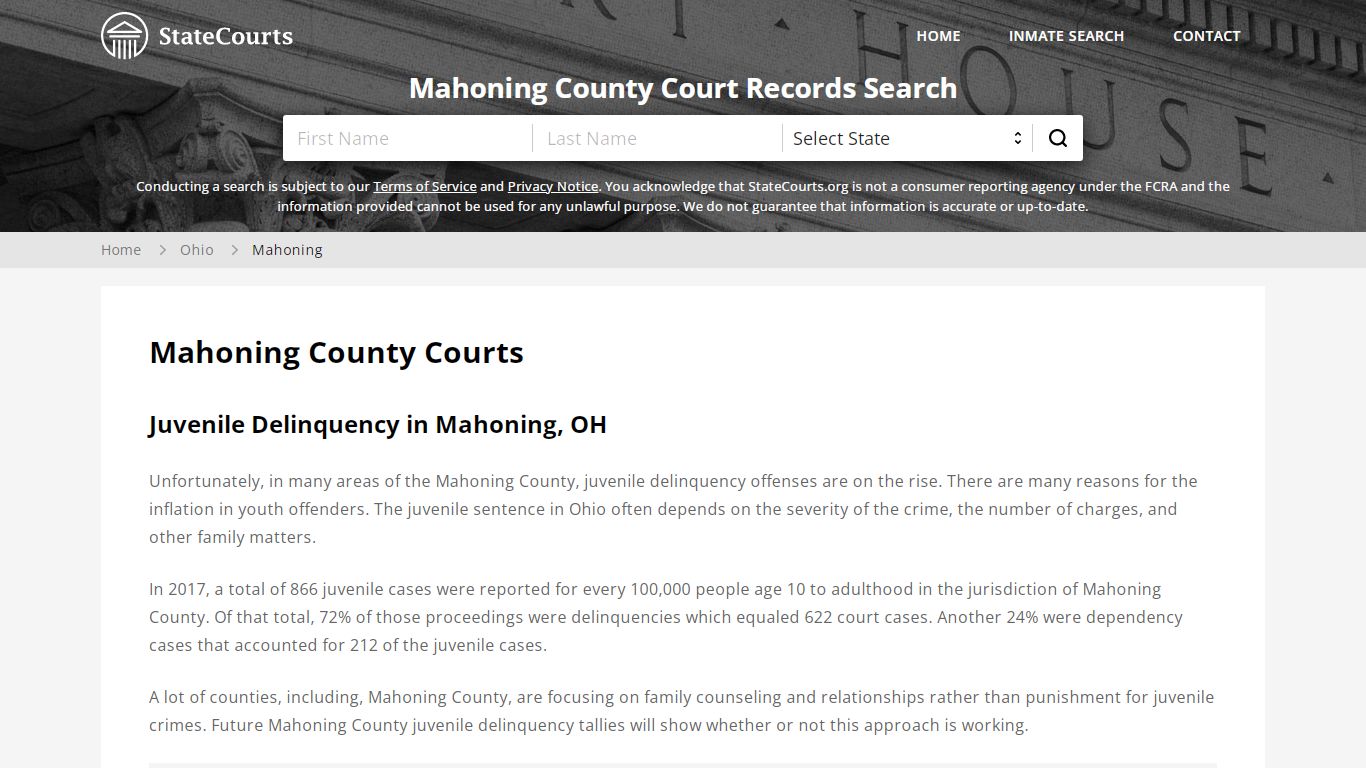 Mahoning County, OH Courts - Records & Cases - StateCourts